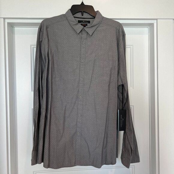 NWT Marc Anthony Gray 100% Cotton Textured Fabric Slim-Fit Button-Down Shirt, XL - Picture 1 of 6